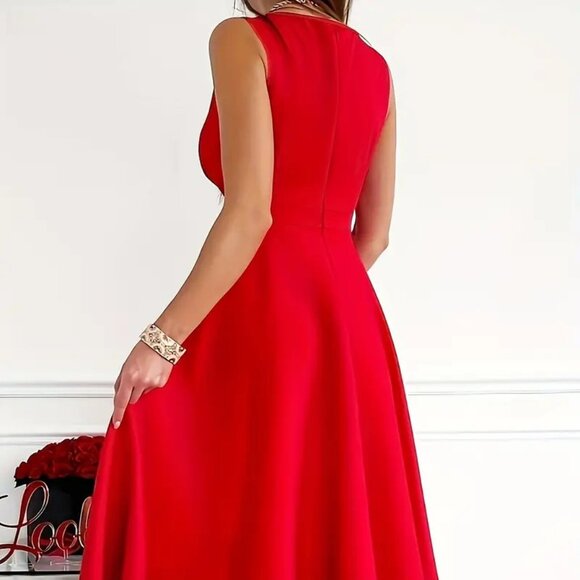 Women's Plus Size Elegant Peplum Summer Evening Party Cocktail Red Dress 20W - Picture 3 of 9
